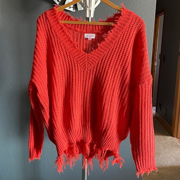 Pink Lily Sweaters - Pink Lily Boutique Hot Salmon Sweater